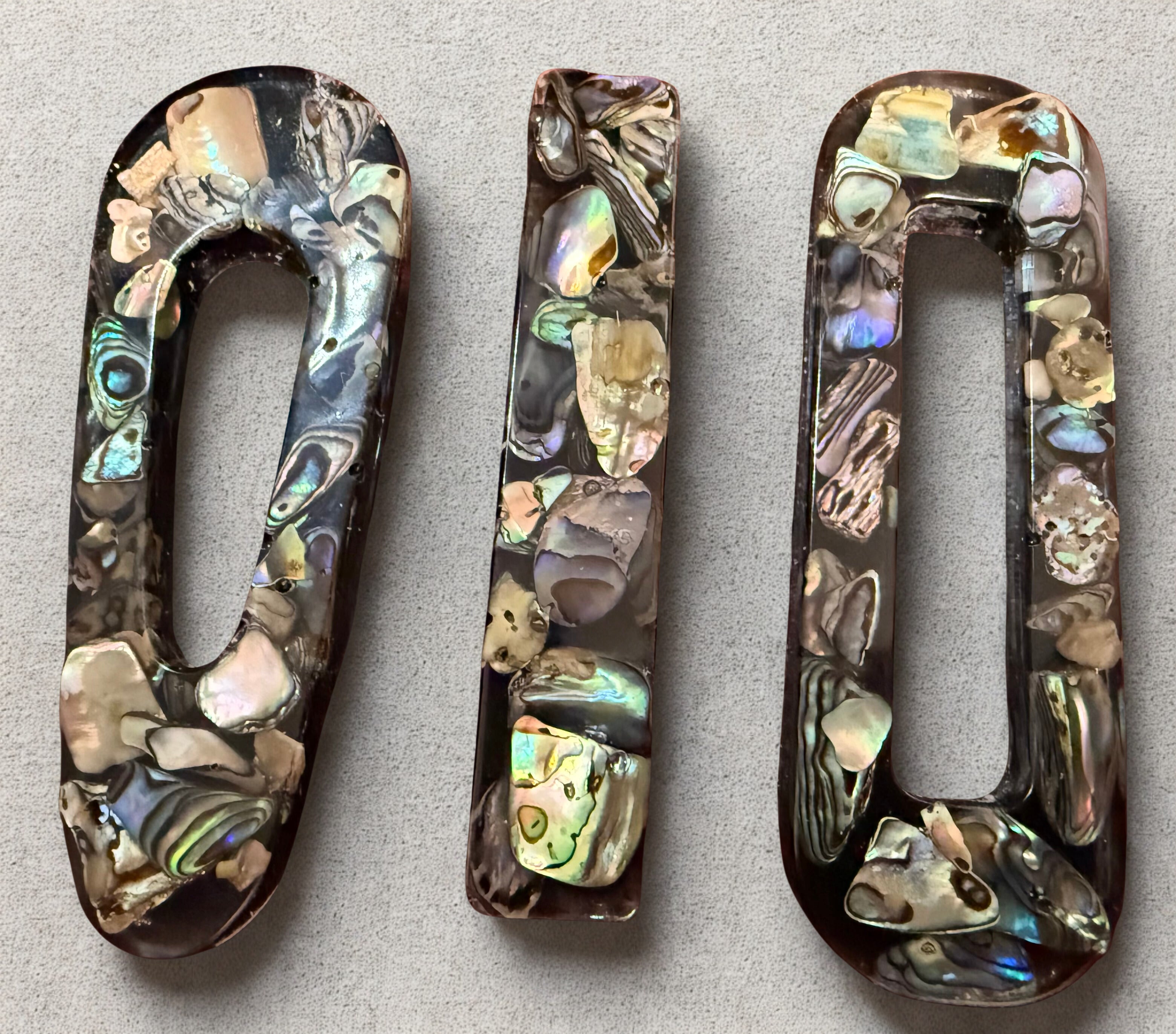 Shimmering Barrettes – Handmade Resin with Shell Inlay