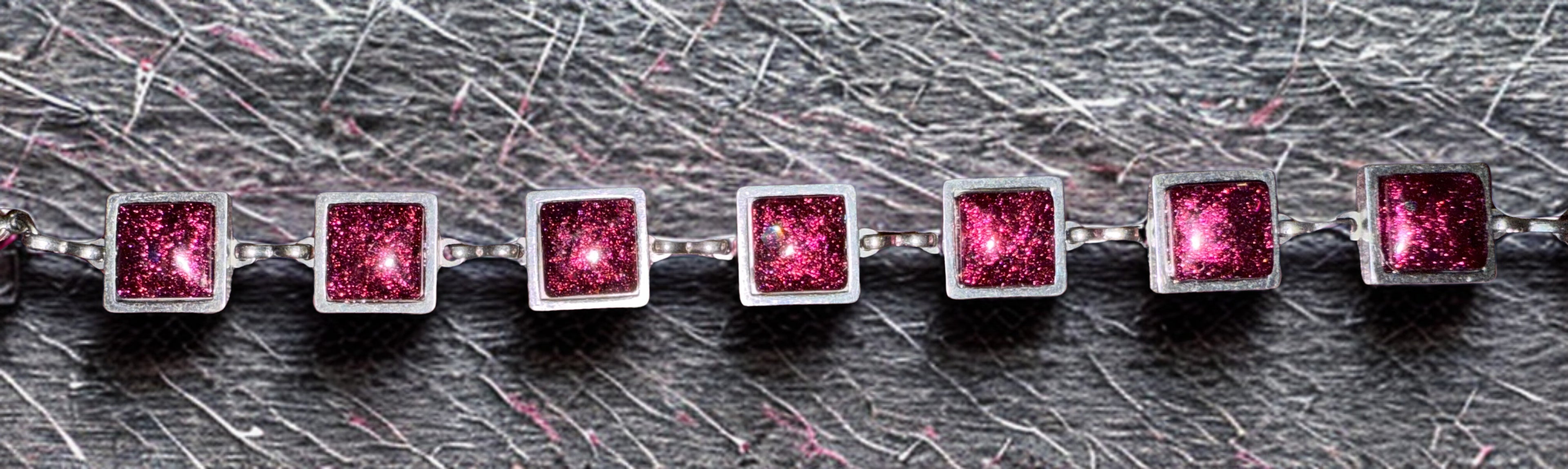 Magenta Resin Square Bracelet – Handmade Design